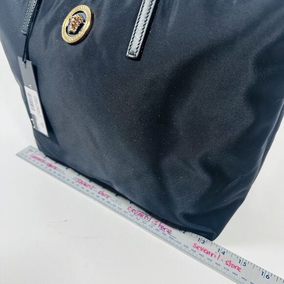 VERSACE La Medusa Nylon Leather Straps Black Tote Shoulder Bag NWT $1,290 - Picture 4 of 10